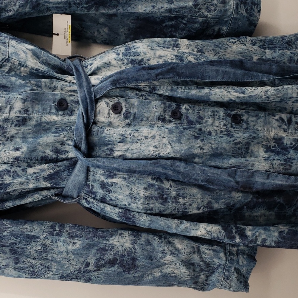 3/$30 Bella dahl seamed utility shirt dress in crystal indigo wash nwt - Picture 4 of 12